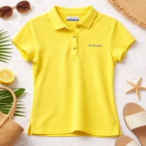 Columbia PFG Yellow Performance Polo Shirt Women’s Small Short Sleeve